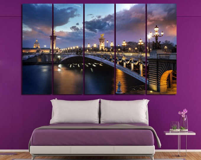 Large Paris prints canvas wall art decor , Pont Alexandr bridge wall art canvas, Paris canvas wall art, skyline canvas, landscape canvas