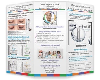 Rodan and Fields Personalized 8.5x11 Tri-fold Design, Digital & Printed Options Available. Best Seller! Include your contact to personalize.