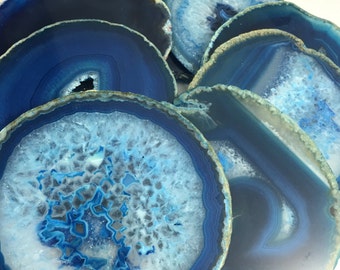 Drink Coasters -Blue Natural Agate Drink Coasters -Natural stone Coasters- Coasters, Stone coasters, coasters-Agate Coasters-Go