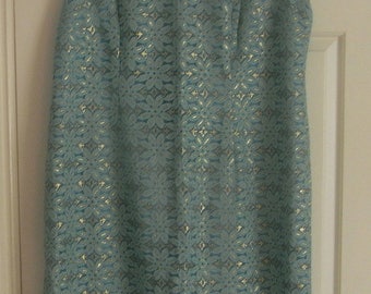 Great 1960's Blue Lurex Shift Dress by Carnegie, London