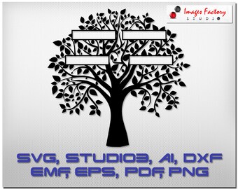 Family Tree 4 Names , cuttable Cricut Design Space Silhouette Digital Cut Files Instant Download , svg dxf studio3 png pdf, clipart clip art