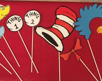 Dr Seuss Photo Props, Dr Seuss decorations, Dr Seuss Party, Thing 1&2 decorations