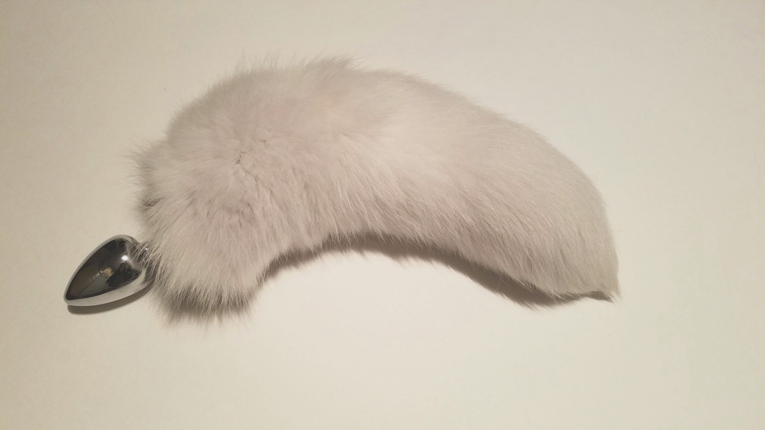 1415 Arctic White Fox Tail Butt Plug Small Medium