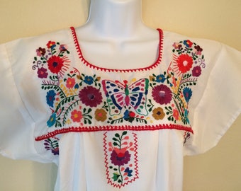 Embroidered Mexican Dress - Small (Puebla Style)