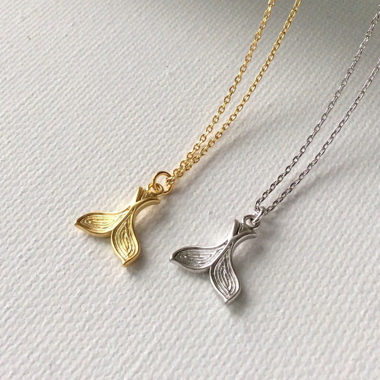 Mermaid Tail Necklace, whale tail necklace, matte gold mermaid tail necklace, matte silver mermaid tail charm jewelry, Sea life jewelry