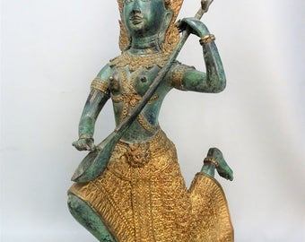 Bronze Thai temple guard statue sculpture Thailand 2nd half of 20th century boeddha figurine buddhism figurine gift for woman gift for men