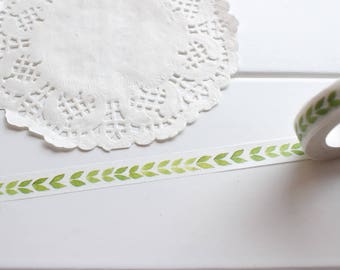 Leaf Washi Tape, Plants Nature Leaves Cute Tape, Thin Washi Tape, Skinny Washi Tape (TT-133)
