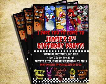 Five Nights At Freddy's Invitation - FNAF Invitation - Five Nights At Freddy's Chalkboard Invite - Printable And Digital File