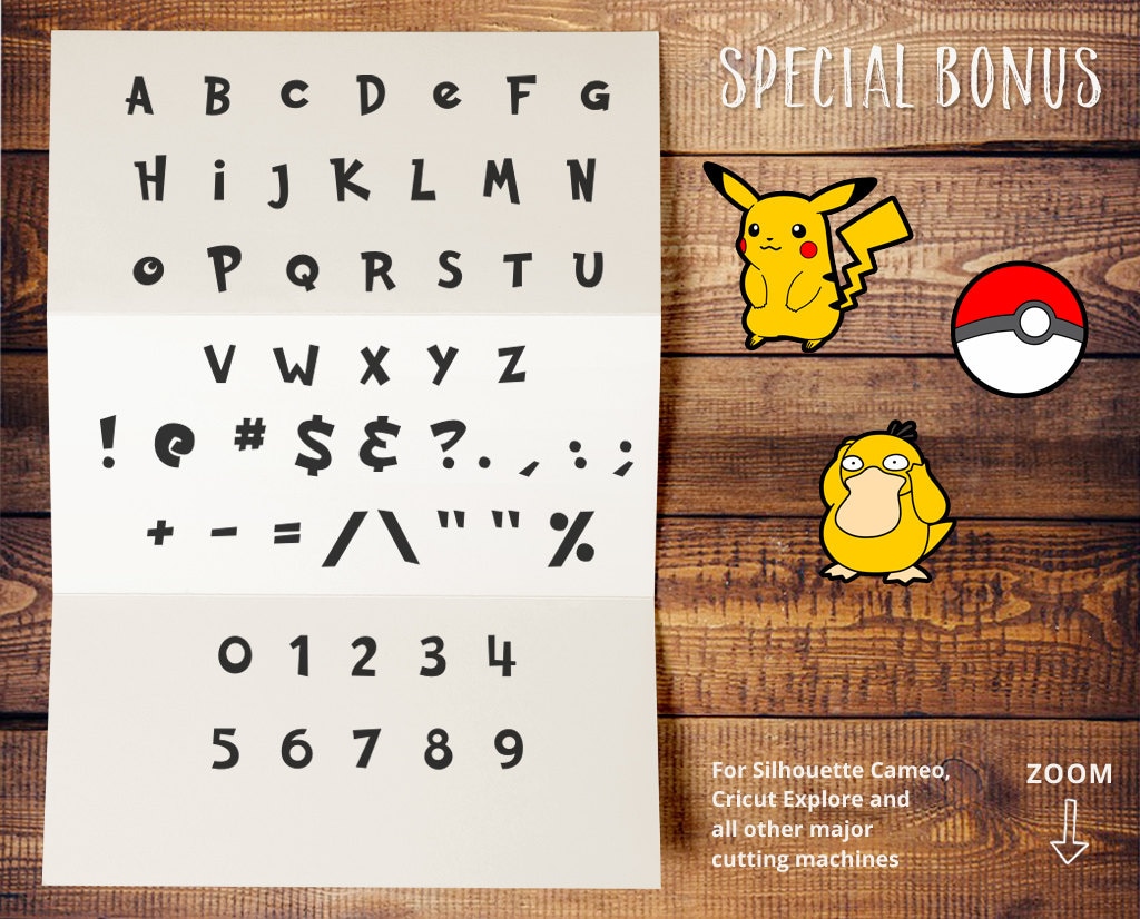 POKEMON FONT svg Pikachu alphabet Cuttable vinyl Pokemon