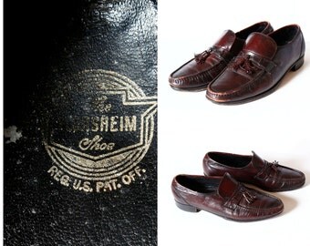 Vintage Men's Florsheim Shoes Loafers Tassle - 70s Retro Vintage Men's 11.5 Dress Shoes