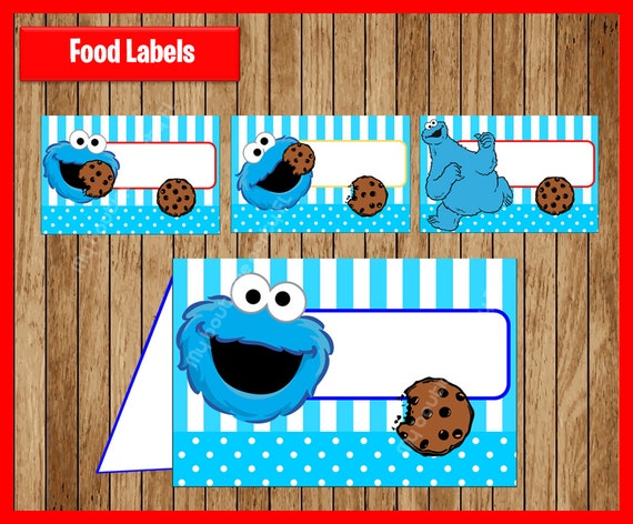Cookie monster Food Tent Cards instant download Printable