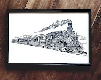 Rio Grande Railroad Steam Locomotive Print Signed Ricardo