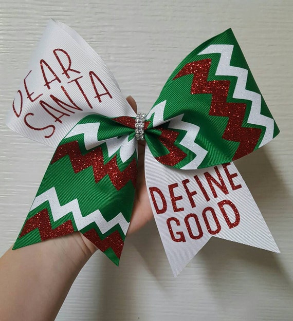 Christmas cheer bow Dear Santa cheer bow holiday hairbow