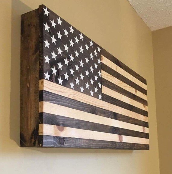 American wooden flag hidden gun cabinet secret compartment gun