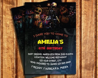 Five Nights At Freddy's Birthday Party Invitation, Five Nights at Freddy's Invitation, Five Nights at Freddy's Thank You Card | MFR_2