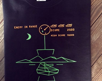 Adult's Battlezone Retro Arcade Computer Video Game T Shirt Atari Commodore Sinclair War Battle Tank