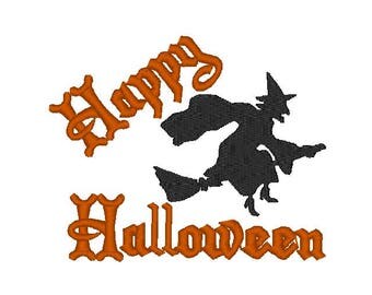 Happy Halloween Witch Machine Embroidery Design, witch embroidery design, witch design, halloween embroidery design, halloween machine