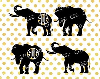 Elephant Monogram Frame SVG, Elephant Clipart, Elephant SVG, Elephant Digital Cut File, Instant Download, Svg, Dxf, Jpg, Eps, Png