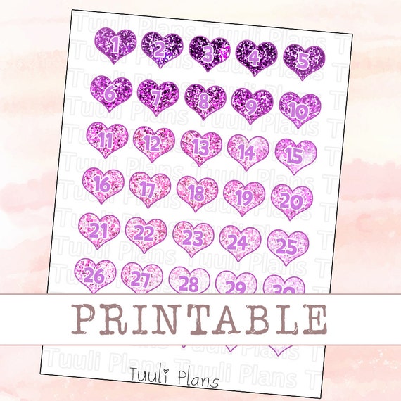 printable planner stickers purple heart date cover