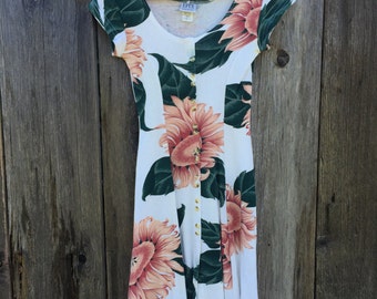 1990s grunge knee length knit sunflower dress