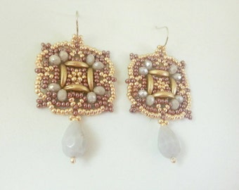 handmade earrings OOAK lilac gold