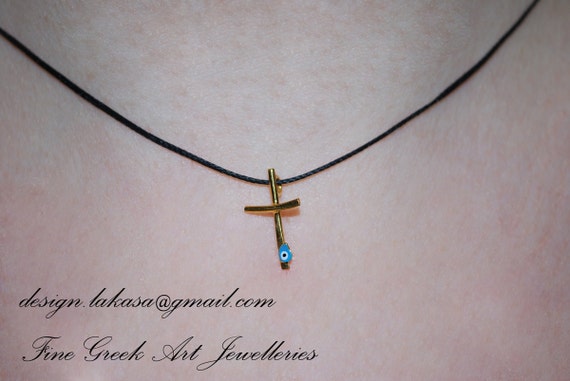 necklace enamel cross sterling silver gold plated jewellery lakasa shop gift for her birthday girlfriend mother girl baby religious blue eye