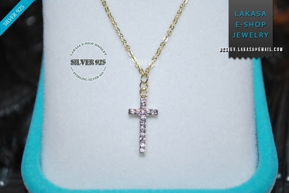 cross sterling silver gold plated jewellery necklace chain rhinestones crystals best gift ideas woman baby girl baptism birthday anniversary