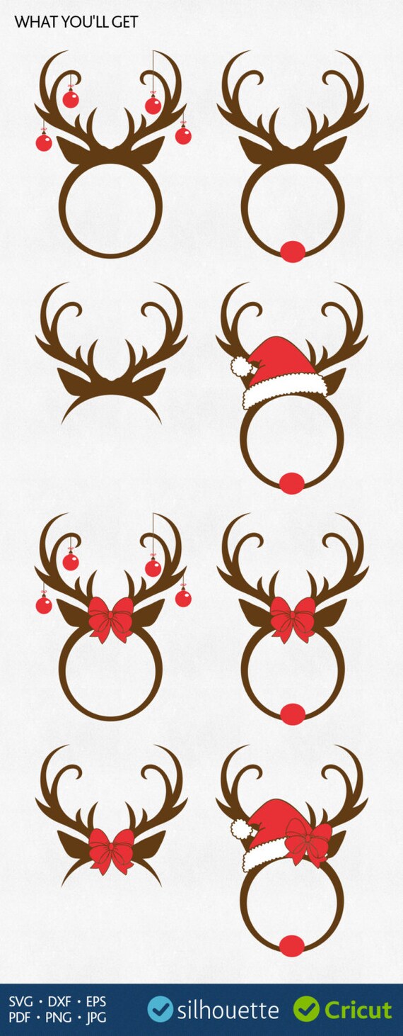 Download Christmas Reindeer Svg Antlers Monogram Svg Cricut ...