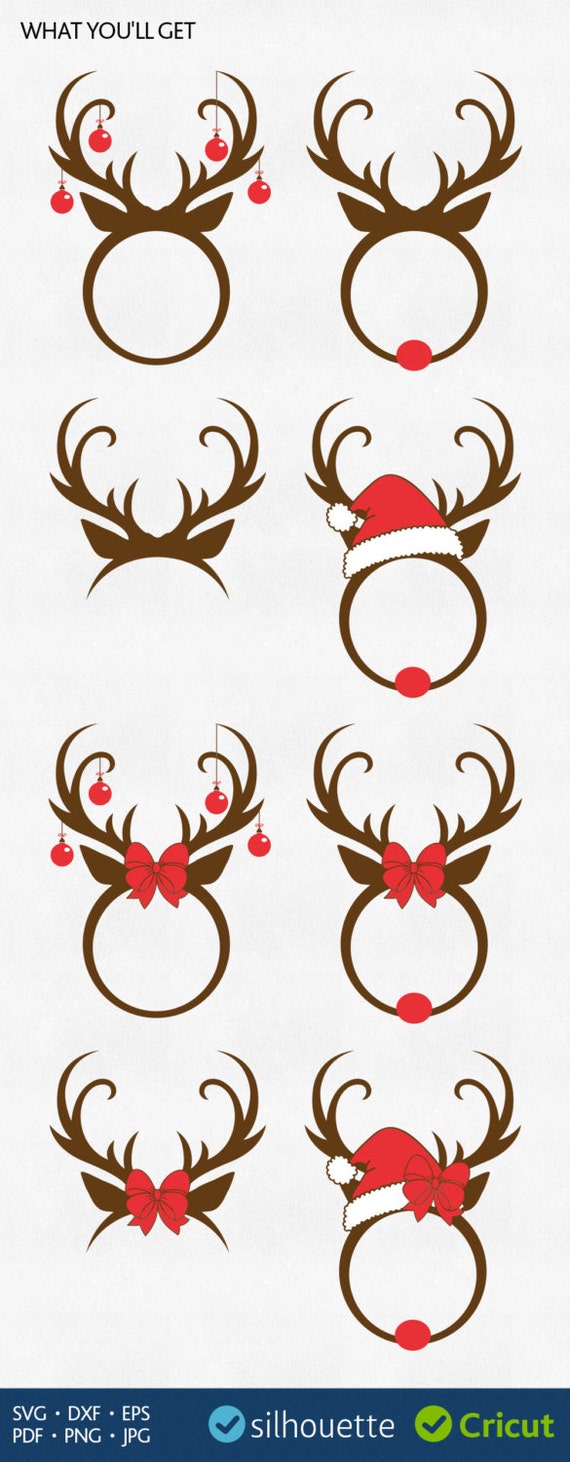 Download Christmas Reindeer Svg Antlers Monogram Svg Cricut ...