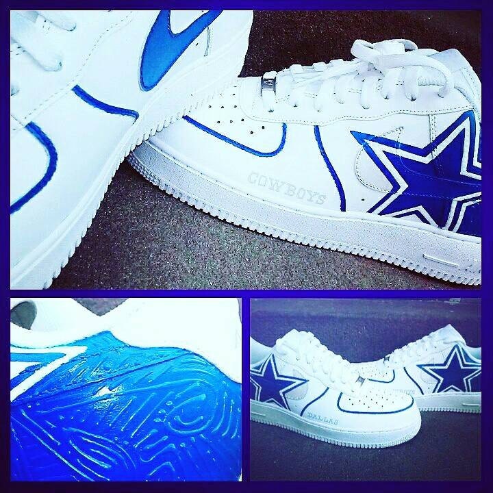 Dallas Cowboys Nike Air Force 1 Shoes Custom Made To Order