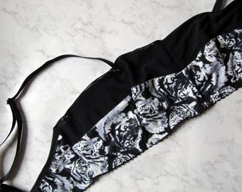 Eye Of The Tiger Print soft bra-jersey bralette,see-through mesh bra,lounge bra,sheer lingerie,plus size lingerie,cat underwear,gift for her