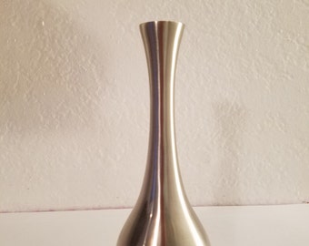 Stainless Steel Pewter Finish Bud Vase