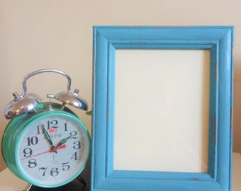 upcycled vintage blue distressed shabby chic picture frame, rustic wall frame, romantic frame, handpainted frame, wood frame