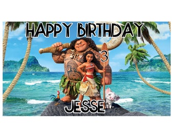 Moana Birthday Banner // Custom Vinyl Banner // Girl Birthday Backdrop // Moana Wall Decor // Moana Banner