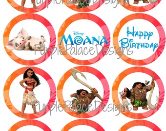 Decoraciones para fiestas Moana Moana Cupcake Toppers , cumpleaños de Moana Moana decoraciones de cumpleaños , fiesta de cumpleaños de Moana,