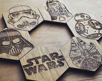 Star Wars set of 6 hexagonal Coasters
