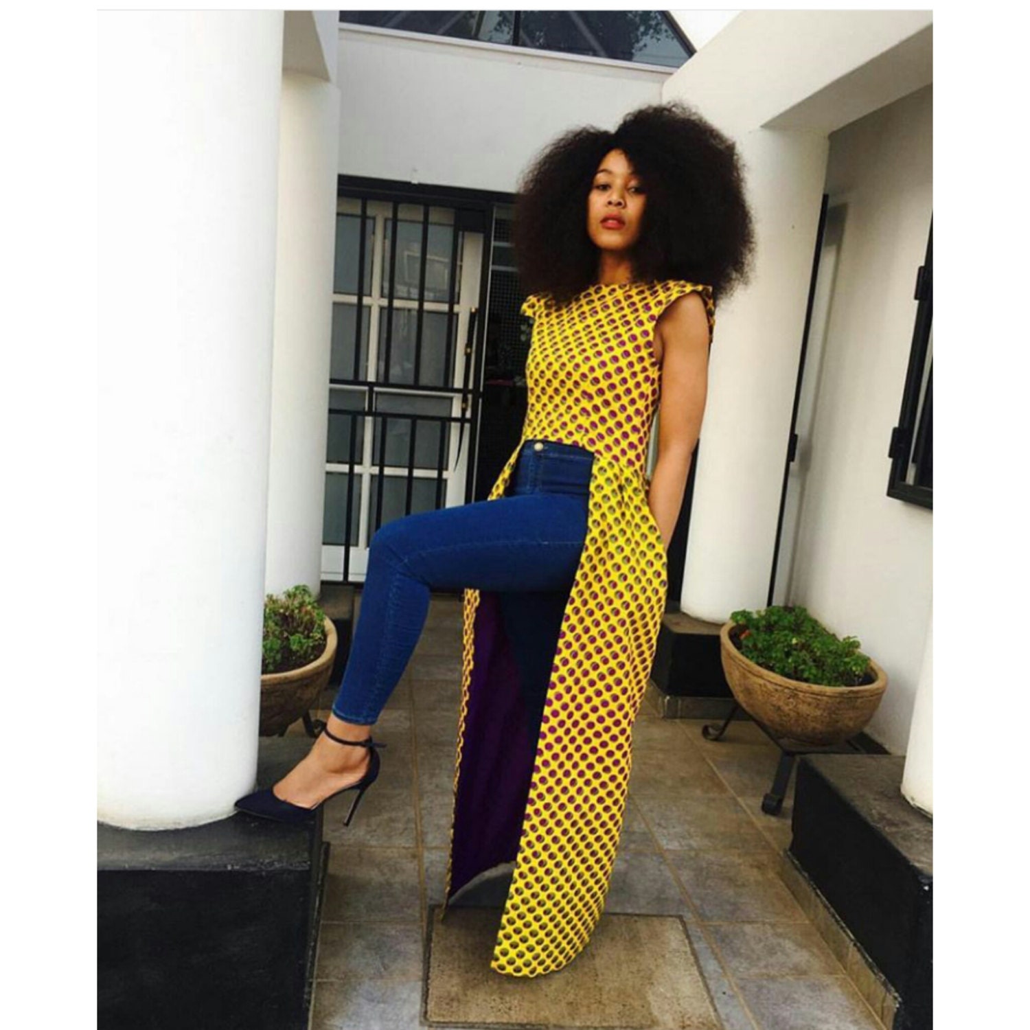 Ankara high low dress with pockets Ankara top African ankara