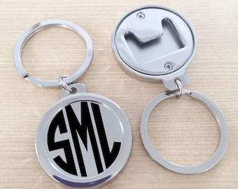 Monogrammed Bottle Opener Keychain - Father's Day Gift - Birthday Gift - Personalized Bottle Opener - Groomsman Gifts - Bachelor Party Gift