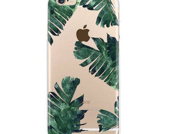 Tropical Leaves iPhone 7 transparent case, iPhone 6 case, Banana Leaves iphone 6s plus case transparent clear case