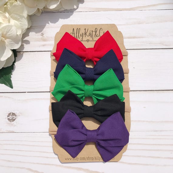 Items similar to Solid Color {Large} Fabric Bows//Red,Navy,Green,Black