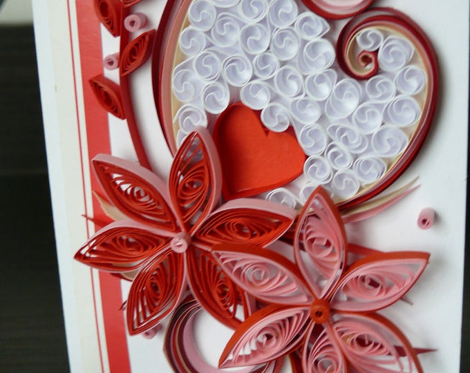 Quilling card, Quilling, Quilled, Valentines day card, valentine, greeting card, love card, 3D quilling, Quilling greeating card, flowers