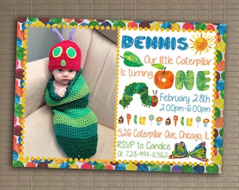 Very Hungry Caterpillar Invitation, You Print Invitation, Very Hungry Caterpillar Birthday, Very Hungry Caterpillar Themed Invitation