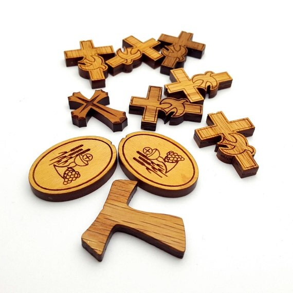 Lot of Vintage Religious Craft Supplies Ornate Wooden Crosses