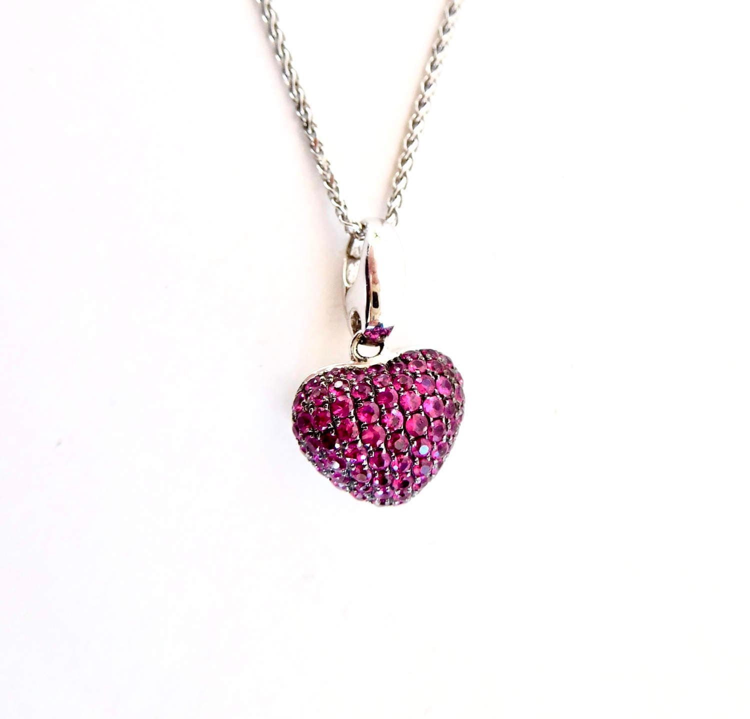 18ct & ruby pendant heart shaped ruby necklace ruby