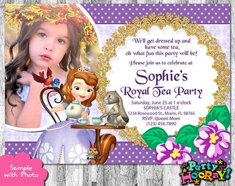 Sofia the First Invitation, Princess Tea Party Invitation, Sofia the First Invites, Sofia Invitation, Tea Party Invitation, Thank You Card