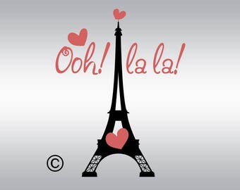 Oh la la paris eiffel tower SVG Clipart Cut Files Silhouette Cameo Svg for Cricut and Vinyl File cutting Digital cuts file DXF Png Pdf Eps