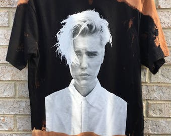Vintage Inspired Bleached Justin Bieber Purpose Tour Shirt