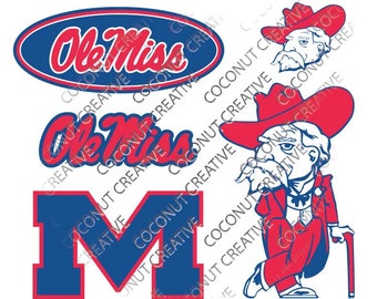 Ole Miss University of Mississippi Rebels logo football svg dfx jpg jpeg eps layered cut cutting files cricut silhouette die cut decal vinyl