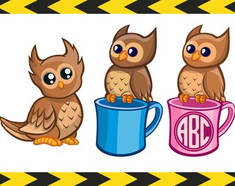 Owl monogram SVG Clipart Vector SVG files for Cricut Silhouette cameo PNG Nursery wall art prints