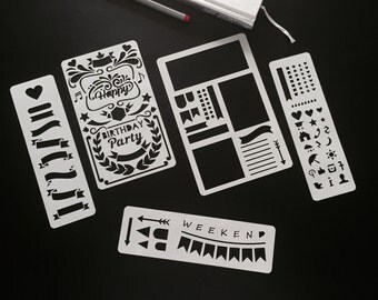 Set of 5 stencils, Bullet Journal Stencil, Planner Stencil, Bullet Journal, Bullet Journal template